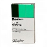 Мирапекс таблетки 1 мг, 30 шт. Мирапекс таблетки 1 мг, 30 шт.